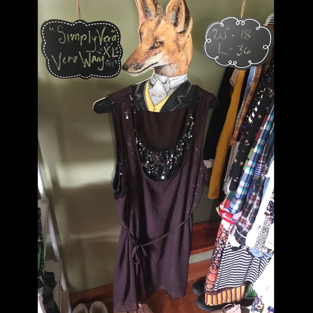 Sleeveless Dark Purple Sequin Vera Wang Dress - Picture 9 of 10